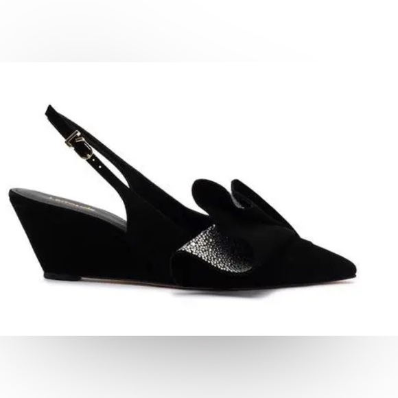 NIB Larroude LouLou Ruffle Pump - Lancaster Black/Hotfix Crystal - Size 6.5 - Picture 2 of 10